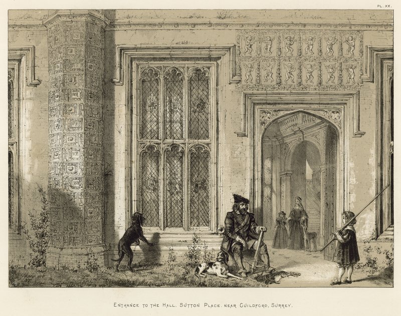 A csarnok bejárata, Sutton Place, Guildford közelében, Surrey államban alkotó: Joseph Nash