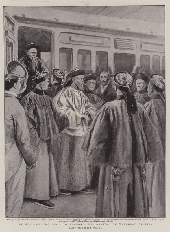 Li Hung Chang angliai látogatása, megérkezése Waterloo állomásra alkotó: Joseph Nash