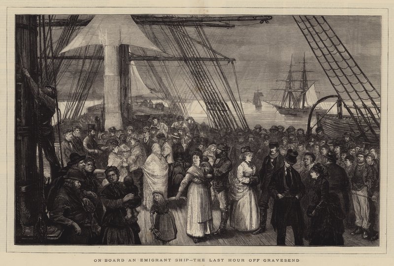 Egy emigráns hajó fedélzetén, az utolsó óra Gravesend mellett alkotó: Joseph Nash