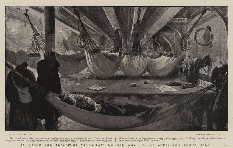 A Transport Bavarian fedélzetén, a Cape felé vezető úton, a csapatfedélzeten alkotó: Joseph Nash