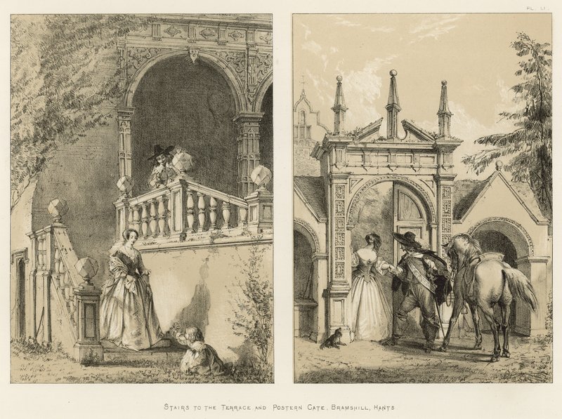 Lépcső a teraszra, és a Poster Gate, Bramshill, Hants alkotó: Joseph Nash