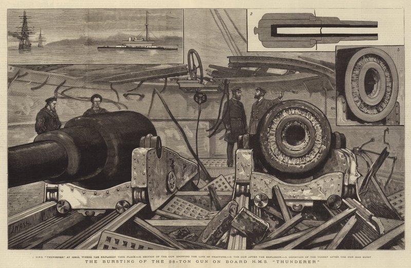A 38 tonnás fegyver kipukkanása a HMS Thunderer fedélzetén alkotó: Joseph Nash