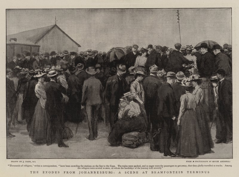 A kivonulás Johannesburgból, egy jelenet a Braamfontein végállomáson alkotó: Joseph Nash