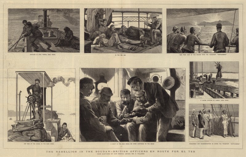 The Rebellion in the Soudan, brit tisztek útban El Tebbe alkotó: Joseph Nash