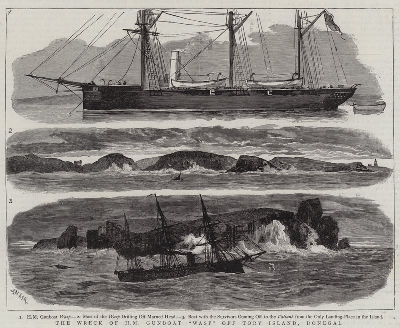 A HM Gunboat Wasp roncsa a Donegal állambeli Tory szigetén alkotó: Joseph Nash