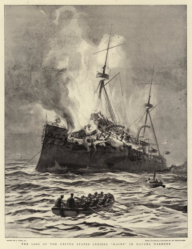 Az Egyesült Államok Cruiser Maine elvesztése Havanna kikötőjében alkotó: Joseph Nash