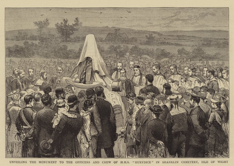 A HMS Eurydice tisztjei és legénysége emlékművének leleplezése a Wight-szigeti Shanklin temetőben alkotó: Joseph Nash