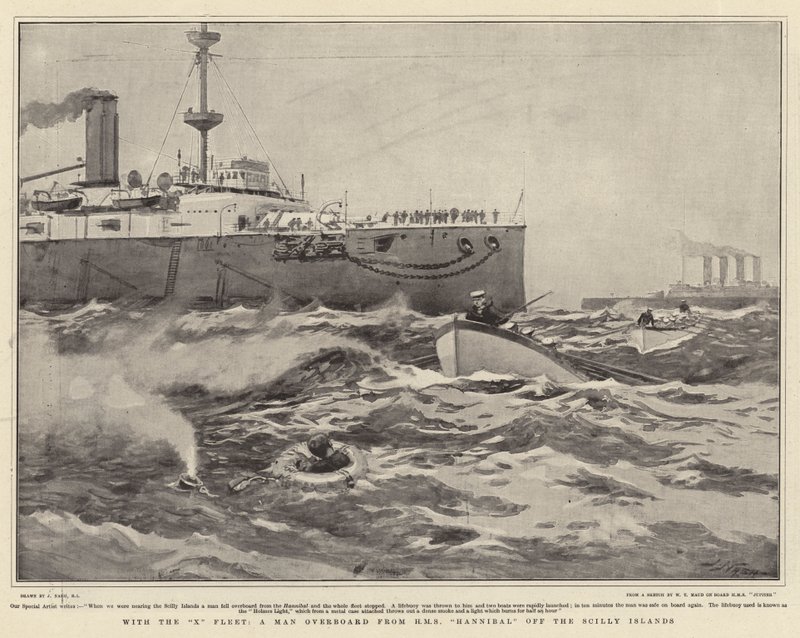 Az X Fleet-tel, egy ember a fedélzeten a HMS Hannibaltól a Scilly-szigeteken alkotó: Joseph Nash