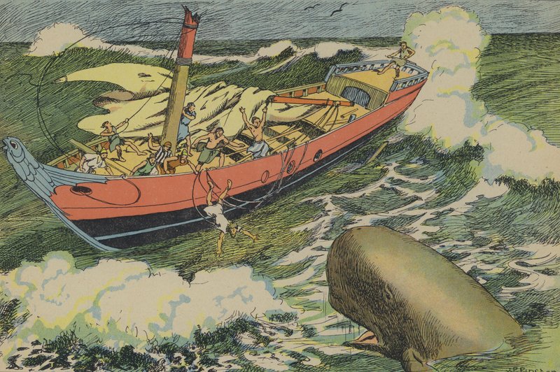 Jónás és a bálna (színes litográfia) alkotó: Joseph Porphyre Pinchon