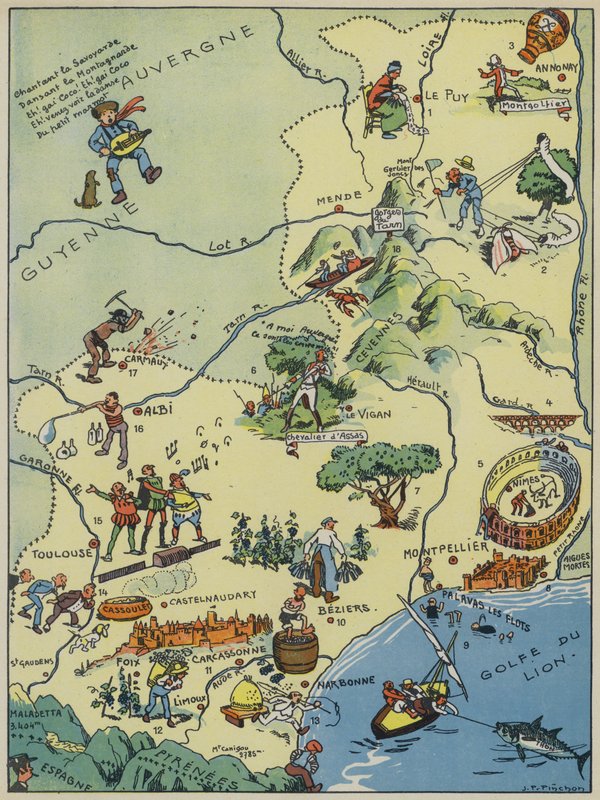 Languedoc-Roussillon-Comte De Foix (színes litográfia) alkotó: Joseph Porphyre Pinchon