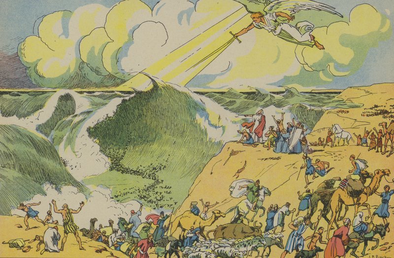 Mózes átkel a Vörös-tengeren (színes litográfia) alkotó: Joseph Porphyre Pinchon