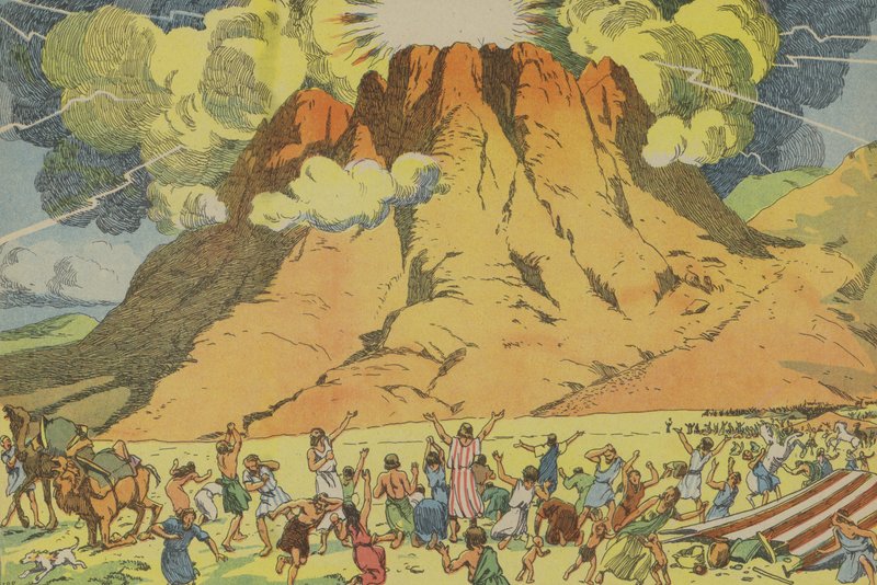 A Tízparancsolat kihirdetése (színes litográfia) alkotó: Joseph Porphyre Pinchon