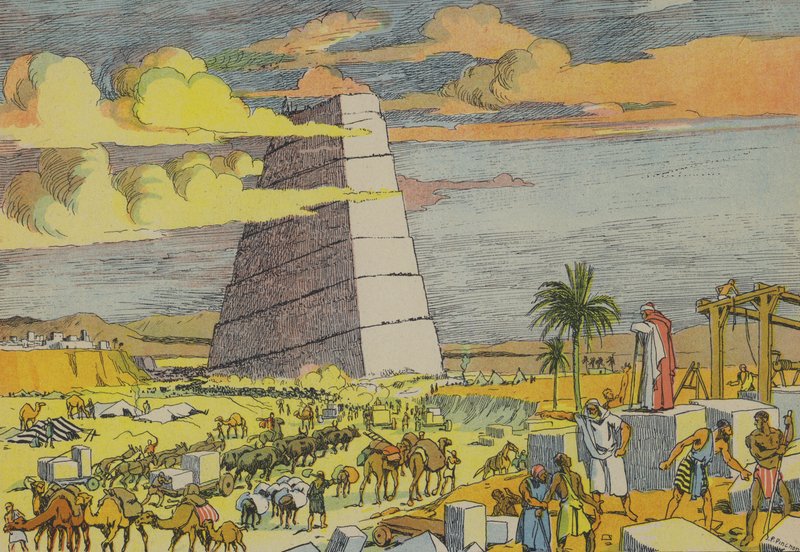 Bábel tornya (színes litográfia) alkotó: Joseph Porphyre Pinchon
