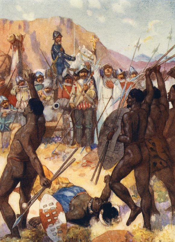 Barreto harcol a kafírok ellen (színes litográfia) alkotó: Joseph Ratcliffe (after) Skelton