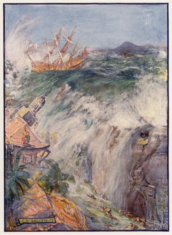 Port Royal elpusztítása, Jamaica alkotó: Joseph Ratcliffe (after) Skelton