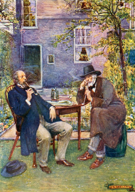 Carlyle (jobbra) és Tennyson beszélget és dohányzik alkotó: Joseph Ratcliffe Skelton