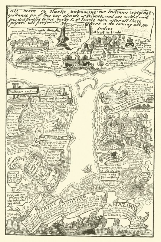 A zavaros Amazon térkép piros + fekete színben (metszet) alkotó: Joseph Rudyard (after) Kipling