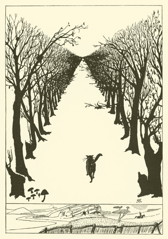 A macska, aki egyedül sétált (metszet) alkotó: Joseph Rudyard (after) Kipling