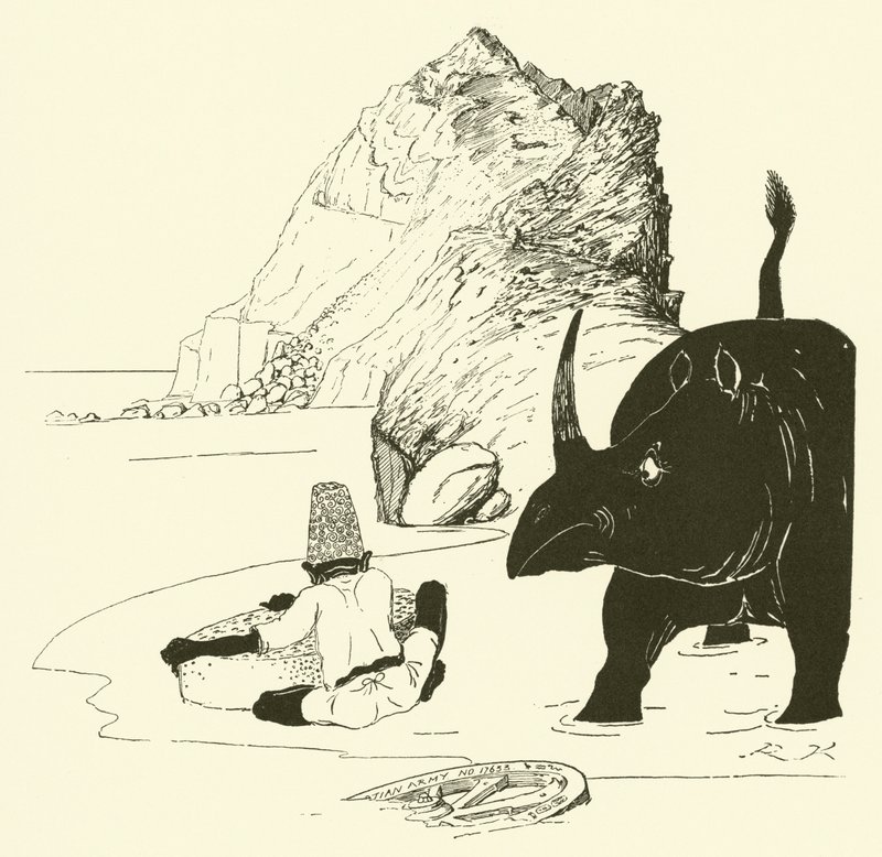 A Parsee elkezdi enni a tortáját (metszet) alkotó: Joseph Rudyard (after) Kipling