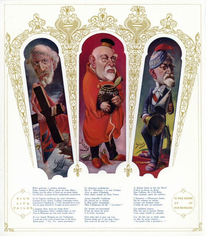 Francia politikai karikatúrák (színes litó) alkotó: Joseph Sirat