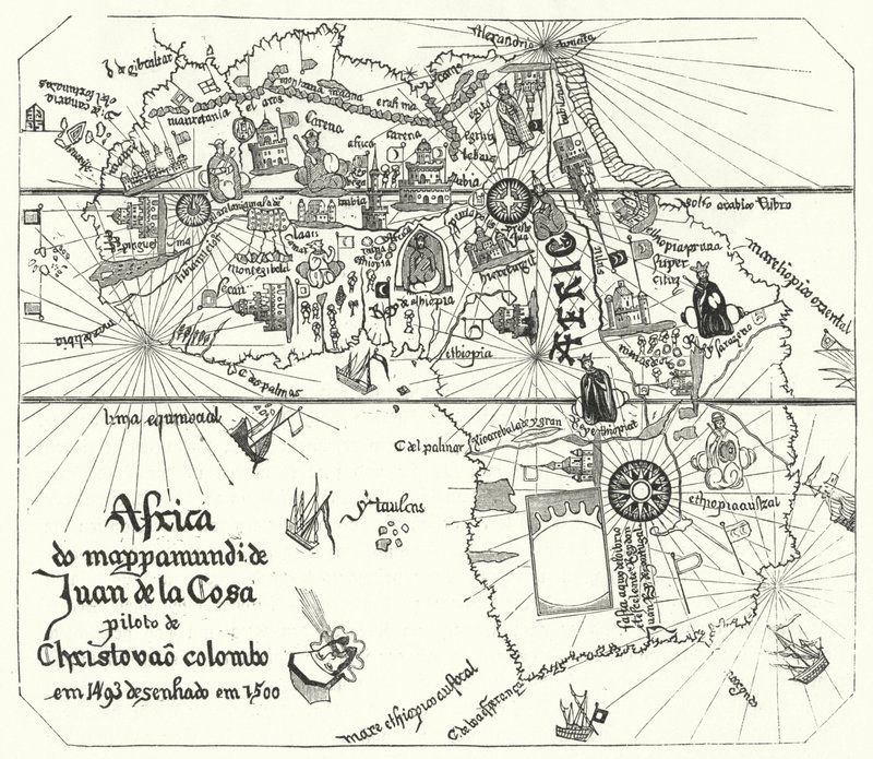 Afrika, Juan de la Cosa 1500-as világtérképéről (metszet) alkotó: Juan de la (after) Cosa