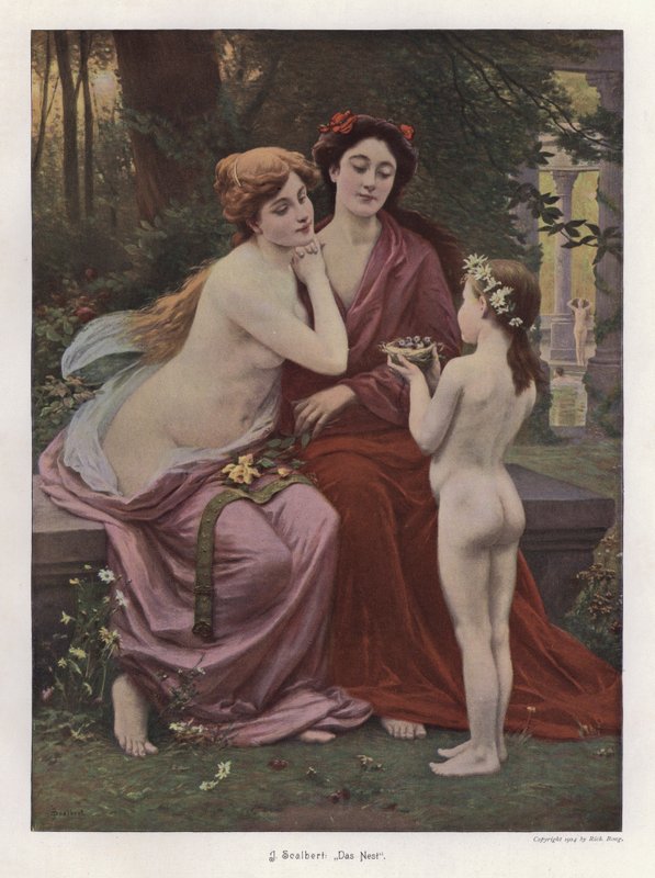 A fészek (színes metszet) alkotó: Jules (after) Scalbert