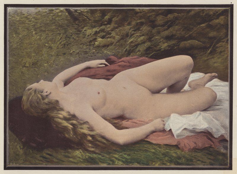 A szieszta (színes litho) alkotó: Jules (after) Scalbert