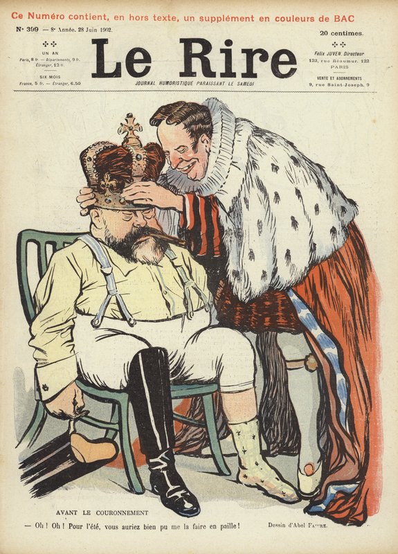 VII. Edward király koronázása, illusztráció a Le Rire számára alkotó: Jules Abel Faivre