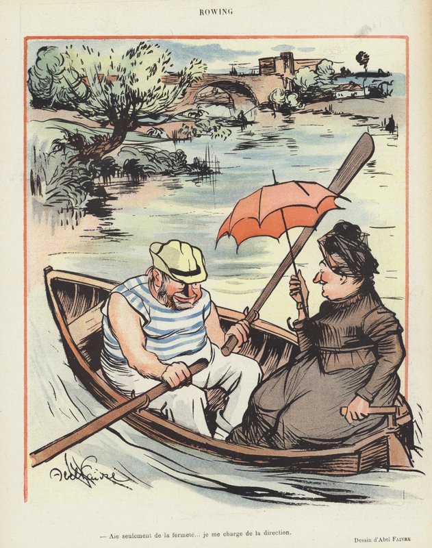 Evezés. Illusztráció Le Rire alkotó: Jules Abel Faivre