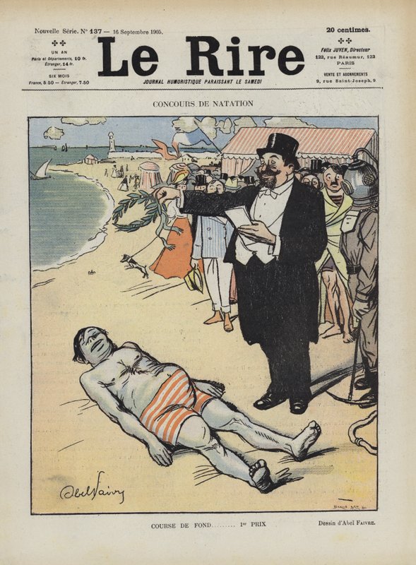 Úszó verseny. Illusztráció Le Rire alkotó: Jules Abel Faivre