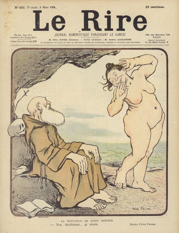 Szent Antal megkísértése, illusztráció a Le Rire számára alkotó: Jules Abel Faivre