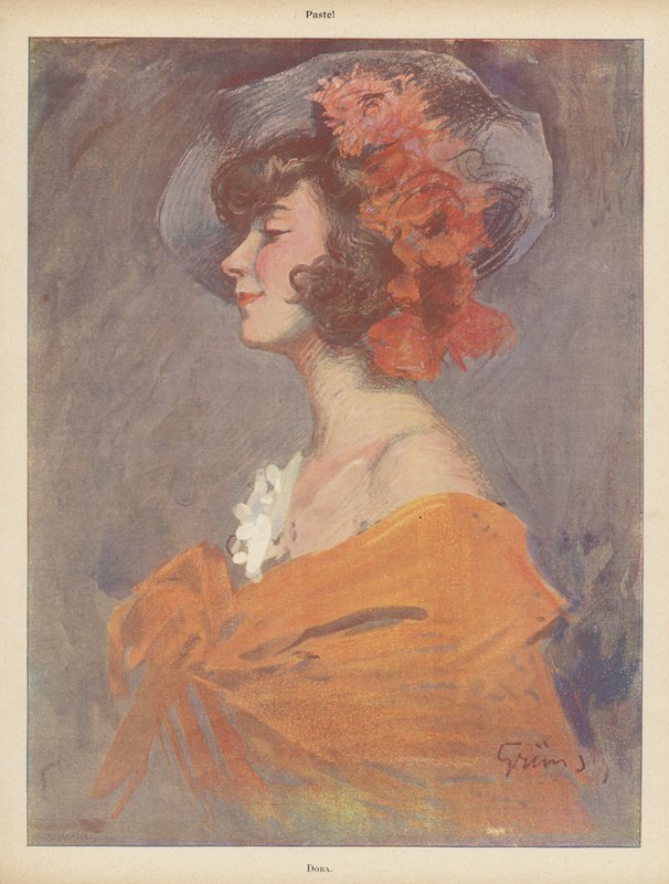 Dóra: fiatal nő portréja (színes litó) alkotó: Jules Alexandre Gruen or Grun