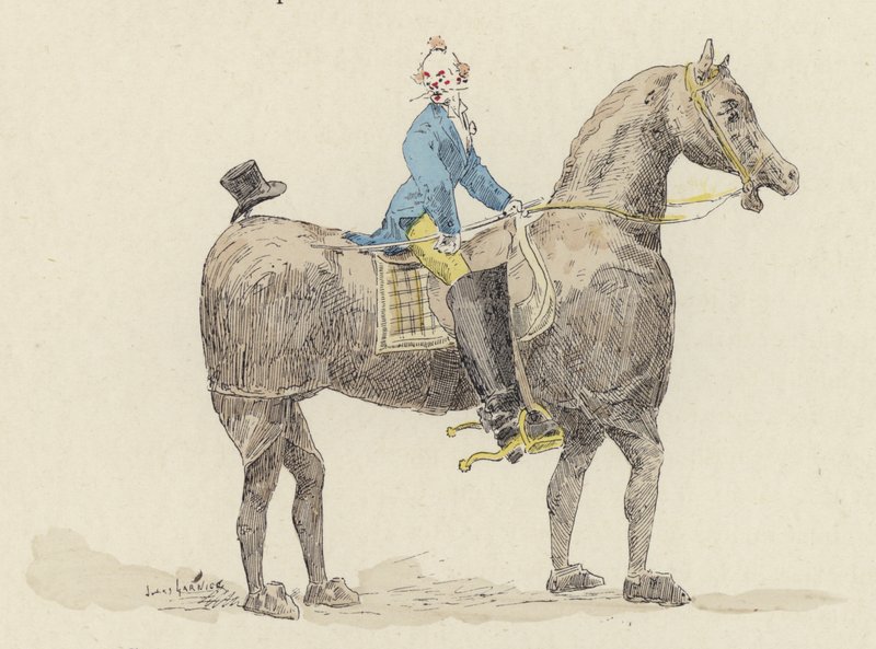 Bohóc jelmezes lovon (színes litó) alkotó: Jules Arsene (after) Garnier