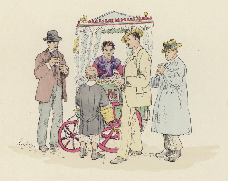 Limonádé eladó a vásáron (színes litó) alkotó: Jules Arsene (after) Garnier