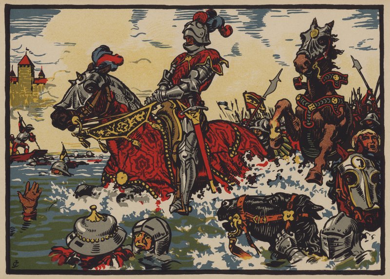 A svájciak győzelme a burgundok felett a morati csatában, 1476. június 22. (színes litó) alkotó: Jules Courvoisier