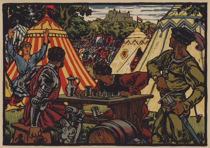 A svájciak győzelme a Római Szent Birodalom felett a dornachi csatában, 1499. július 22. (színes litó) alkotó: Jules Courvoisier