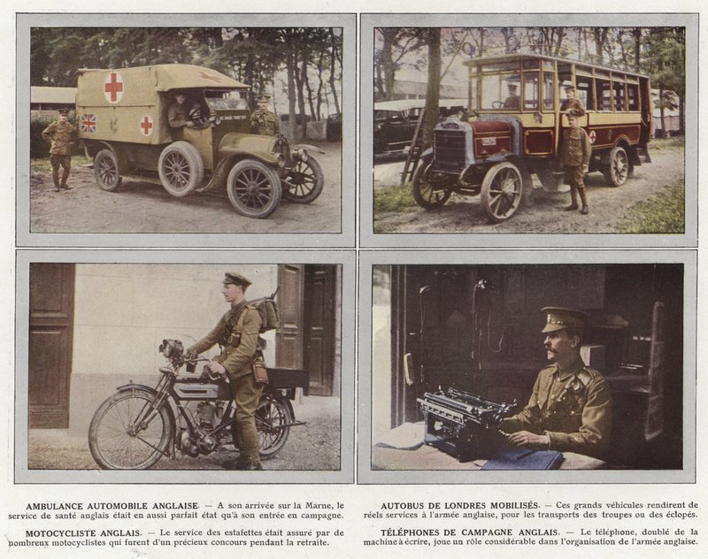 Angol Motoros Ambulance, London mozgósítja a buszt, az angol motorost, az angol országos telefonokat alkotó: Jules Gervais Courtellemont