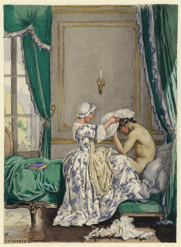 Illusztráció Casanova emlékirataihoz (színes litográfia) alkotó: Jules Marie Auguste Leroux