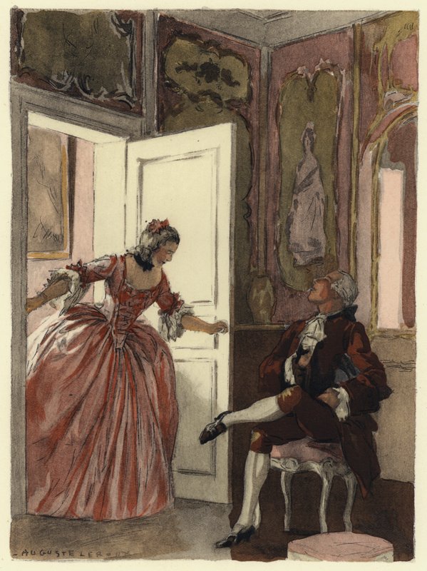 Illusztráció Casanova emlékirataihoz (színes litográfia) alkotó: Jules Marie Auguste Leroux