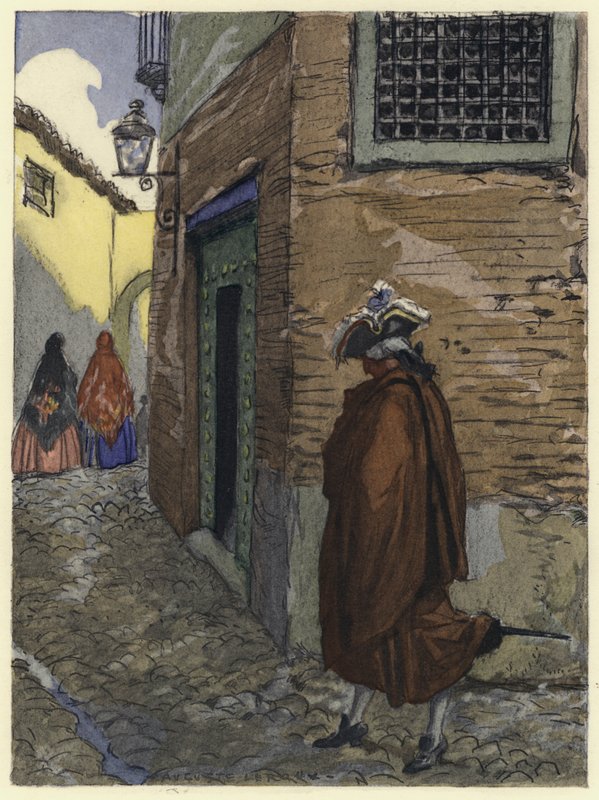 Illusztráció Casanova emlékirataihoz (színes litográfia) alkotó: Jules Marie Auguste Leroux