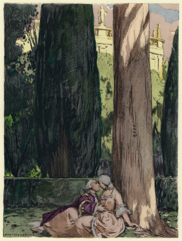 Illusztráció Casanova emlékirataihoz (színes litográfia) alkotó: Jules Marie Auguste Leroux