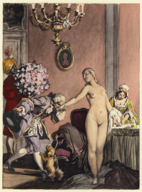 Illusztráció Casanova emlékirataihoz (színes litográfia) alkotó: Jules Marie Auguste Leroux