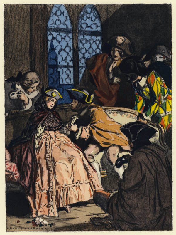 Illusztráció Casanova emlékirataihoz (színes litográfia) alkotó: Jules Marie Auguste Leroux