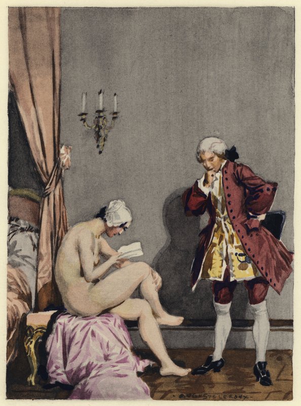 Illusztráció Casanova emlékirataihoz (színes litográfia) alkotó: Jules Marie Auguste Leroux