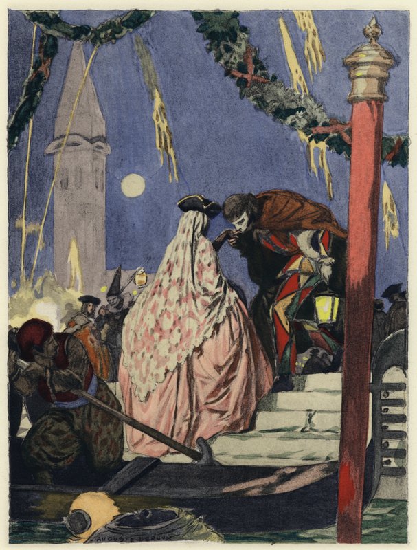 Illusztráció Casanova emlékirataihoz (színes litográfia) alkotó: Jules Marie Auguste Leroux