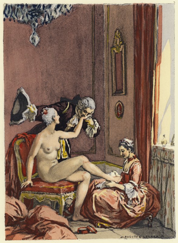 Illusztráció Casanova emlékirataihoz (színes litográfia) alkotó: Jules Marie Auguste Leroux