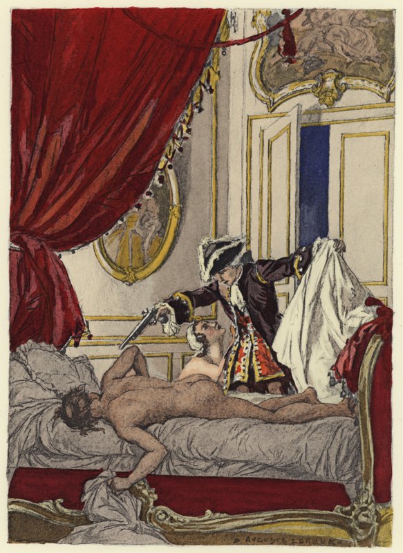 Illusztráció Casanova emlékirataihoz (színes litográfia) alkotó: Jules Marie Auguste Leroux