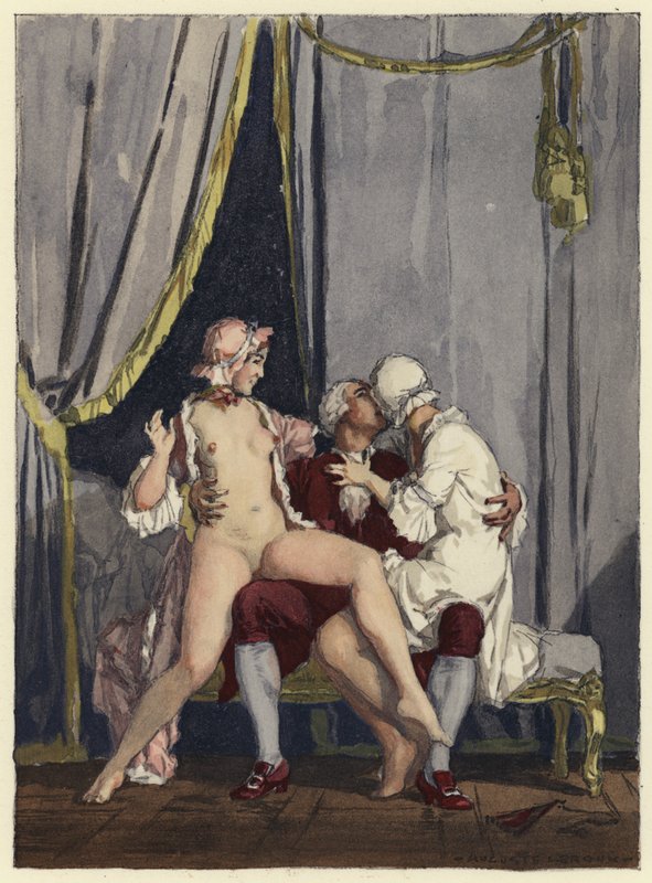Illusztráció Casanova emlékirataihoz (színes litográfia) alkotó: Jules Marie Auguste Leroux