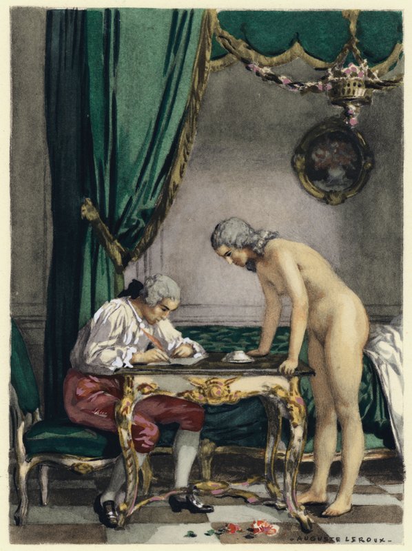 Illusztráció Casanova emlékirataihoz (színes litográfia) alkotó: Jules Marie Auguste Leroux