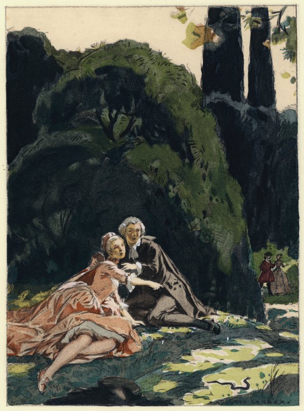 Illusztráció Casanova emlékirataihoz (színes litográfia) alkotó: Jules Marie Auguste Leroux